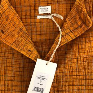 NWT Toast UK Fine Crinkle Check Cotton Dress - Marigold plaid Orange Yellow
